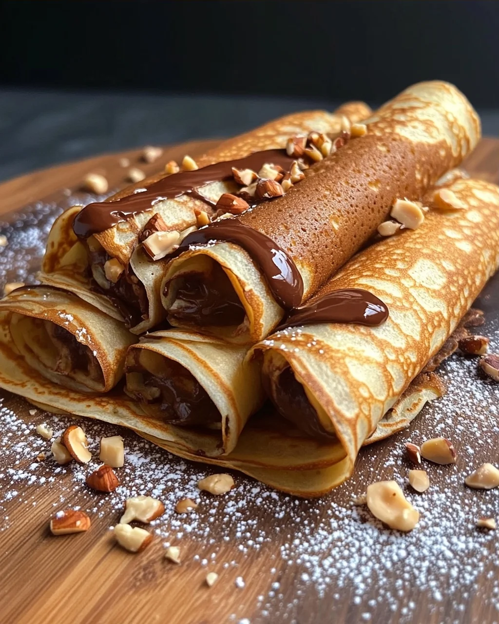 Nutella Crepes with Hazelnuts