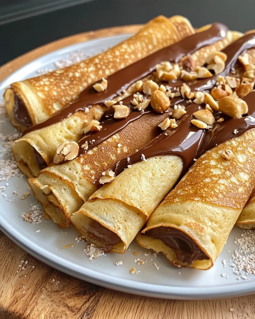 Nutella Crepes with Hazelnuts