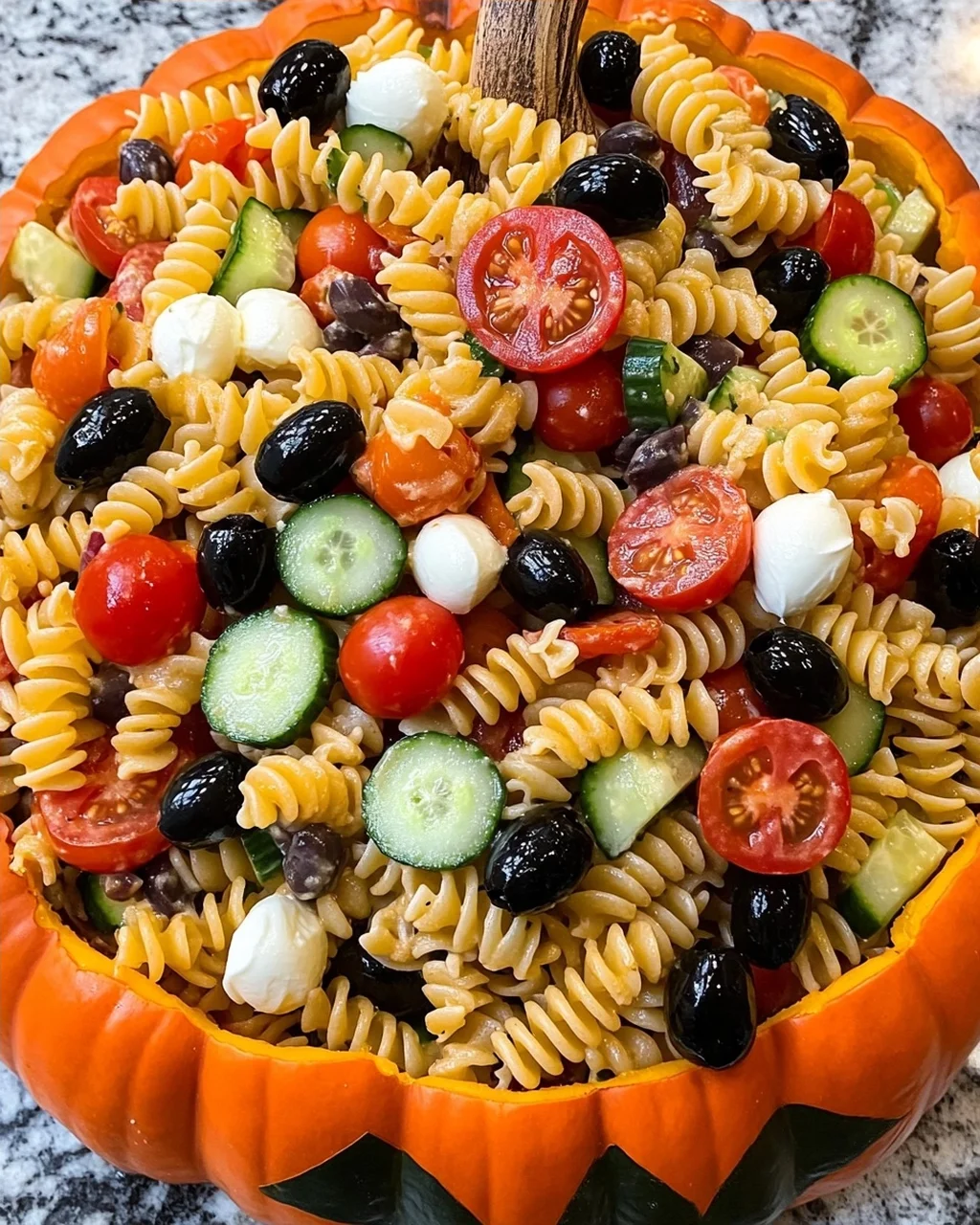 Pasta Salad Spilling from Jack-o’-Lantern