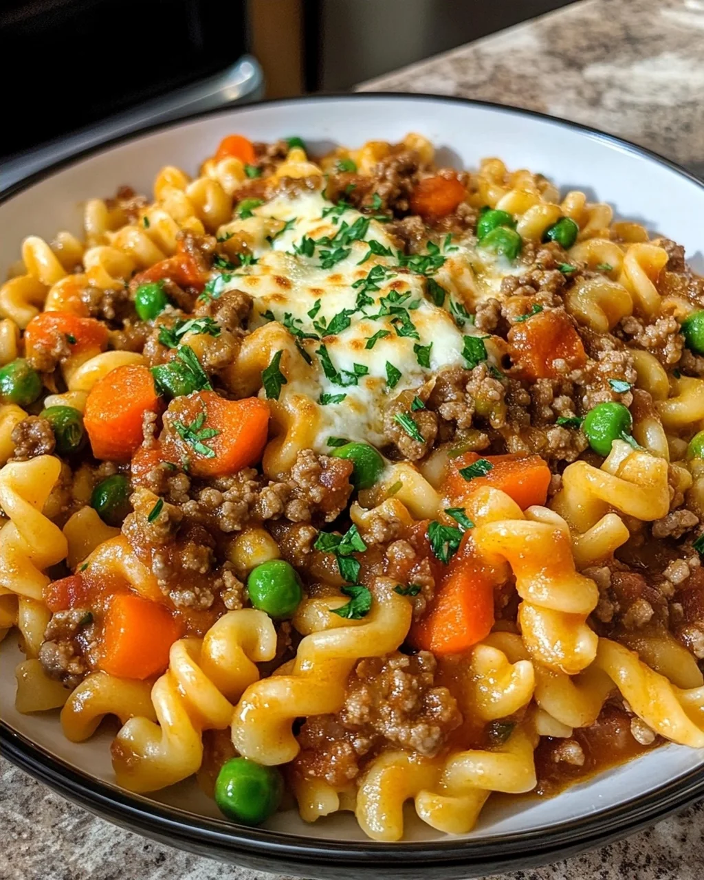 Pasta with Ground Meat and Vegetables
