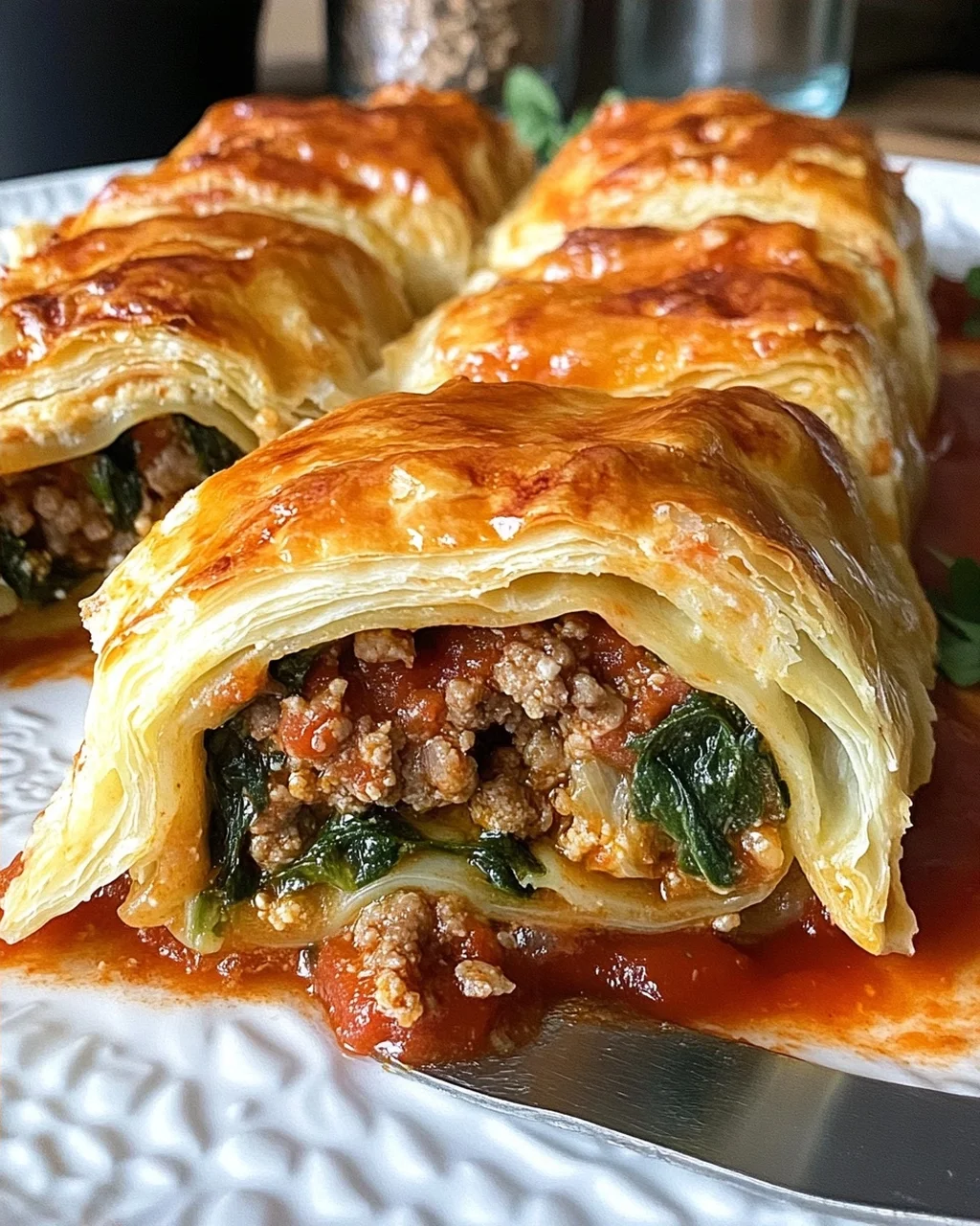 Puff Pastry Lasagna Rolls