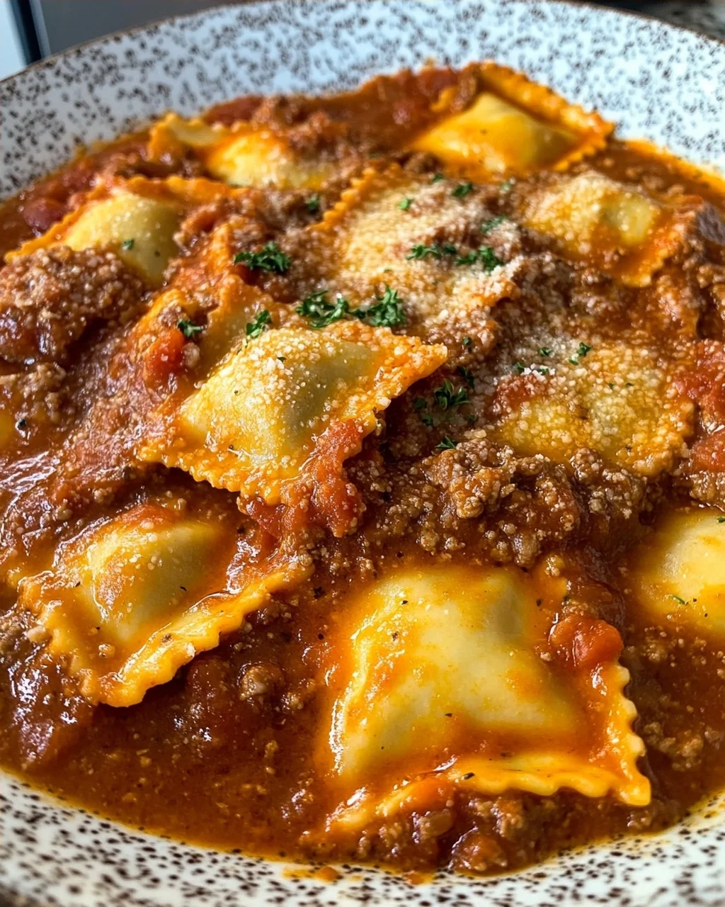 Ravioli with Meat Sauce