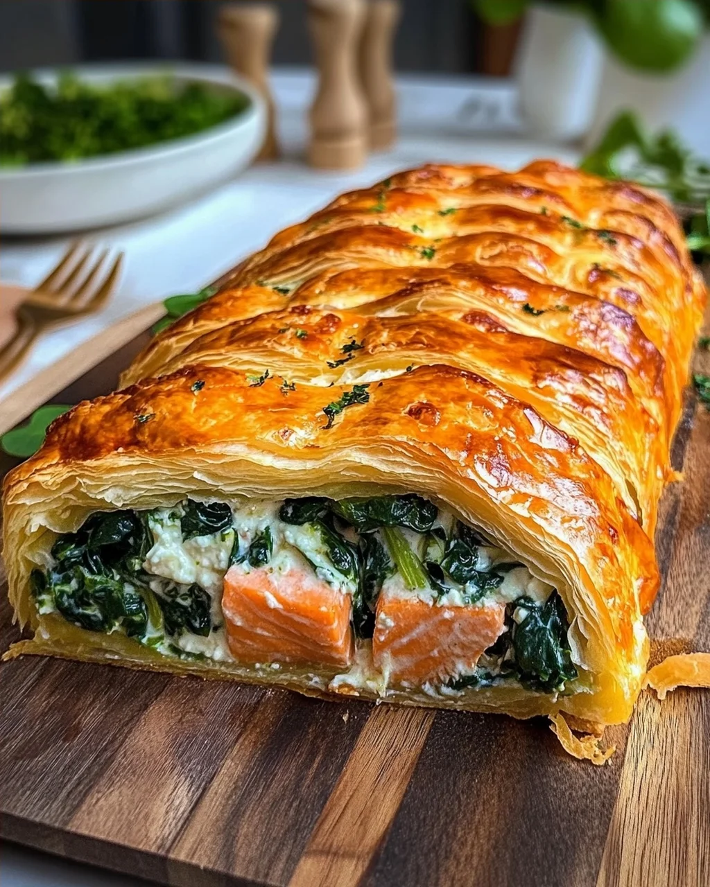 Salmon Wellington with Spinach and Cheese