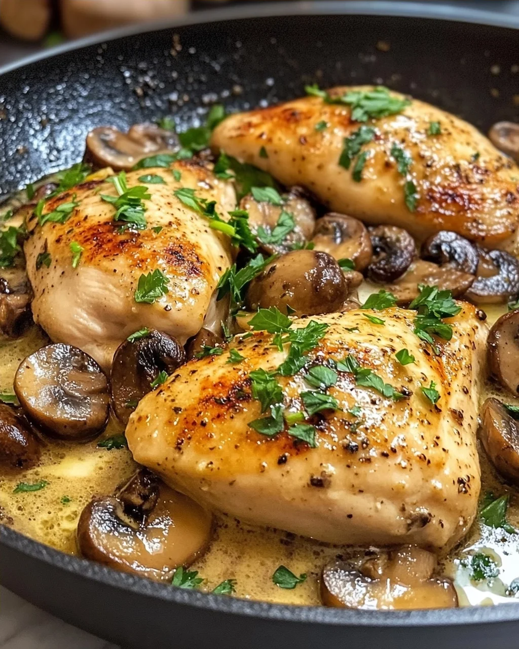 Skillet Chicken with Mushrooms and Parsley