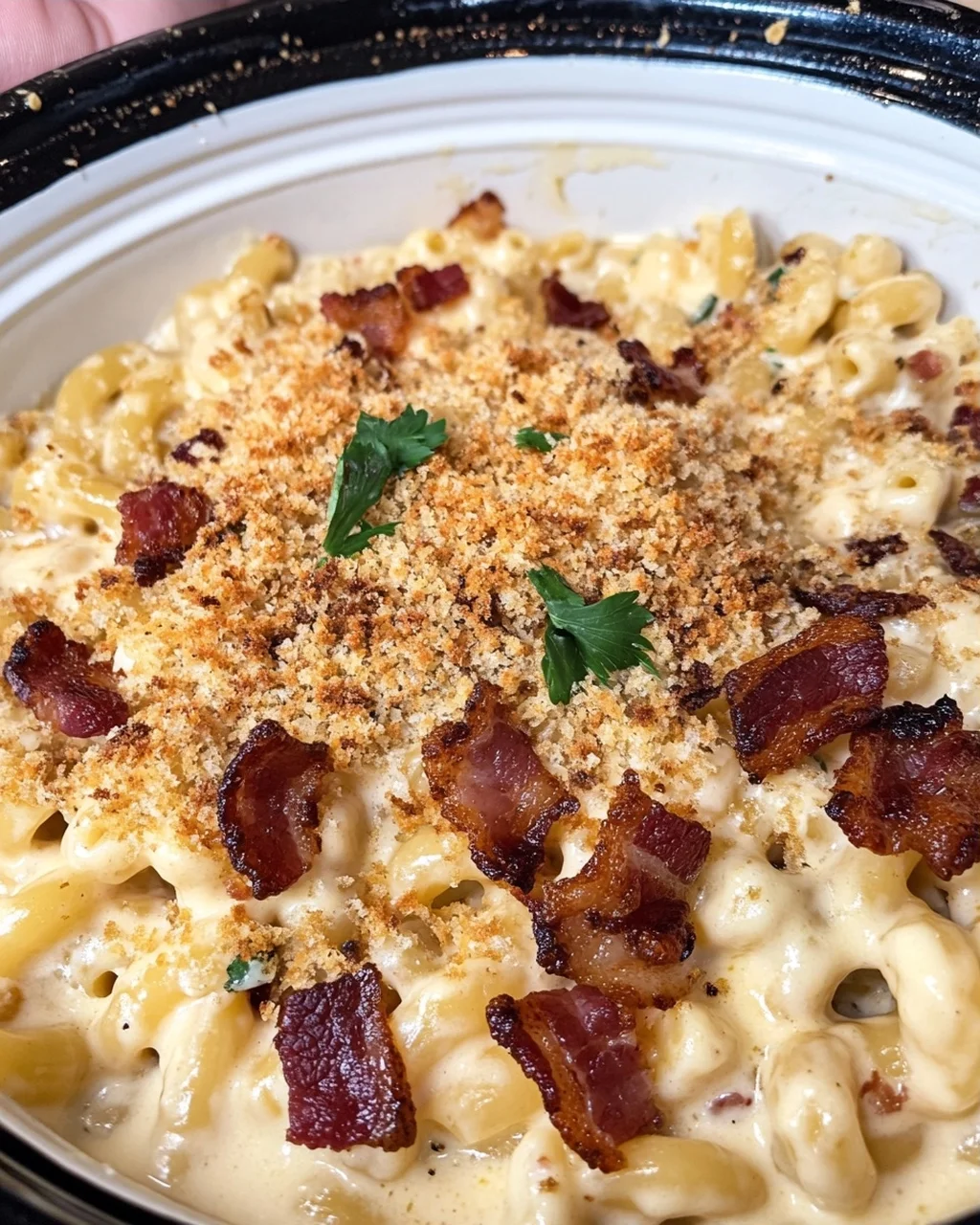 Slow Cooker Bacon Mac and Cheese