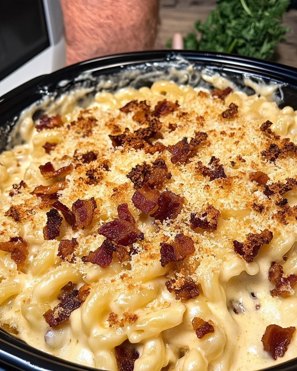 Slow Cooker Bacon Mac and Cheese