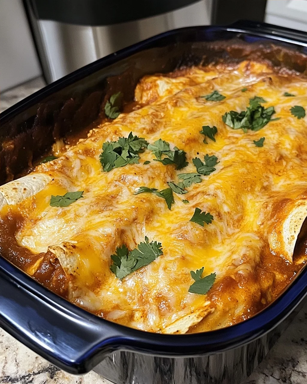Slow Cooker Cheesy Chicken Enchiladas