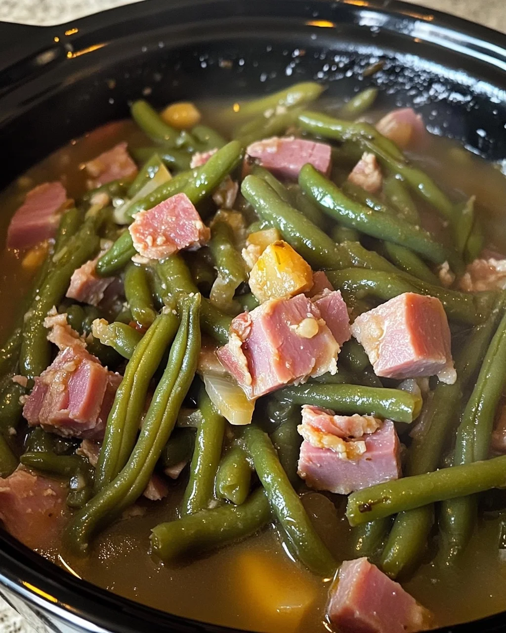 Slow Cooker Green Beans and Ham