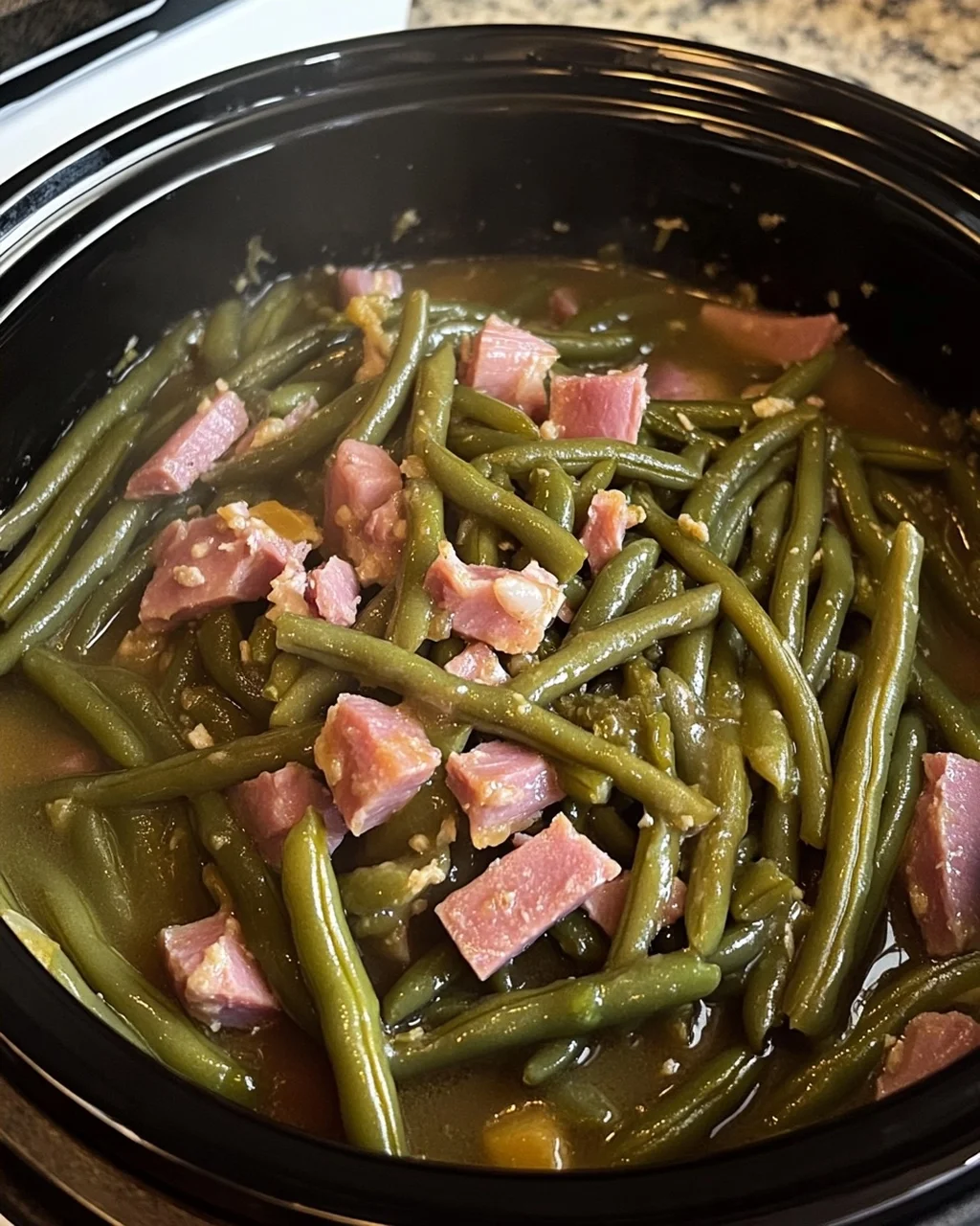 Slow Cooker Green Beans and Ham
