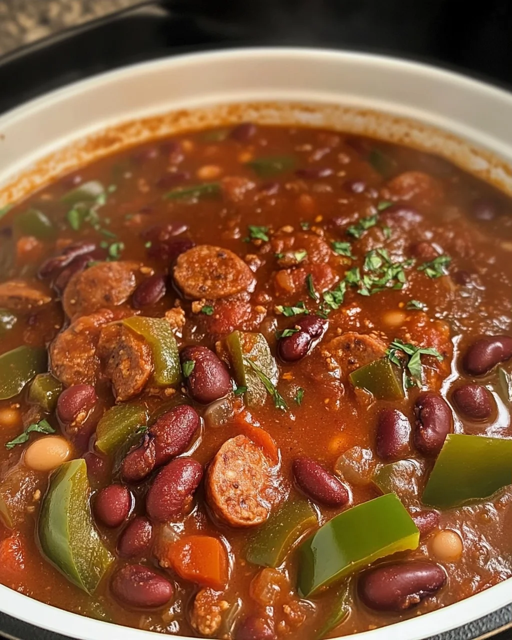 Slow Cooker Sausage and Bean Chili