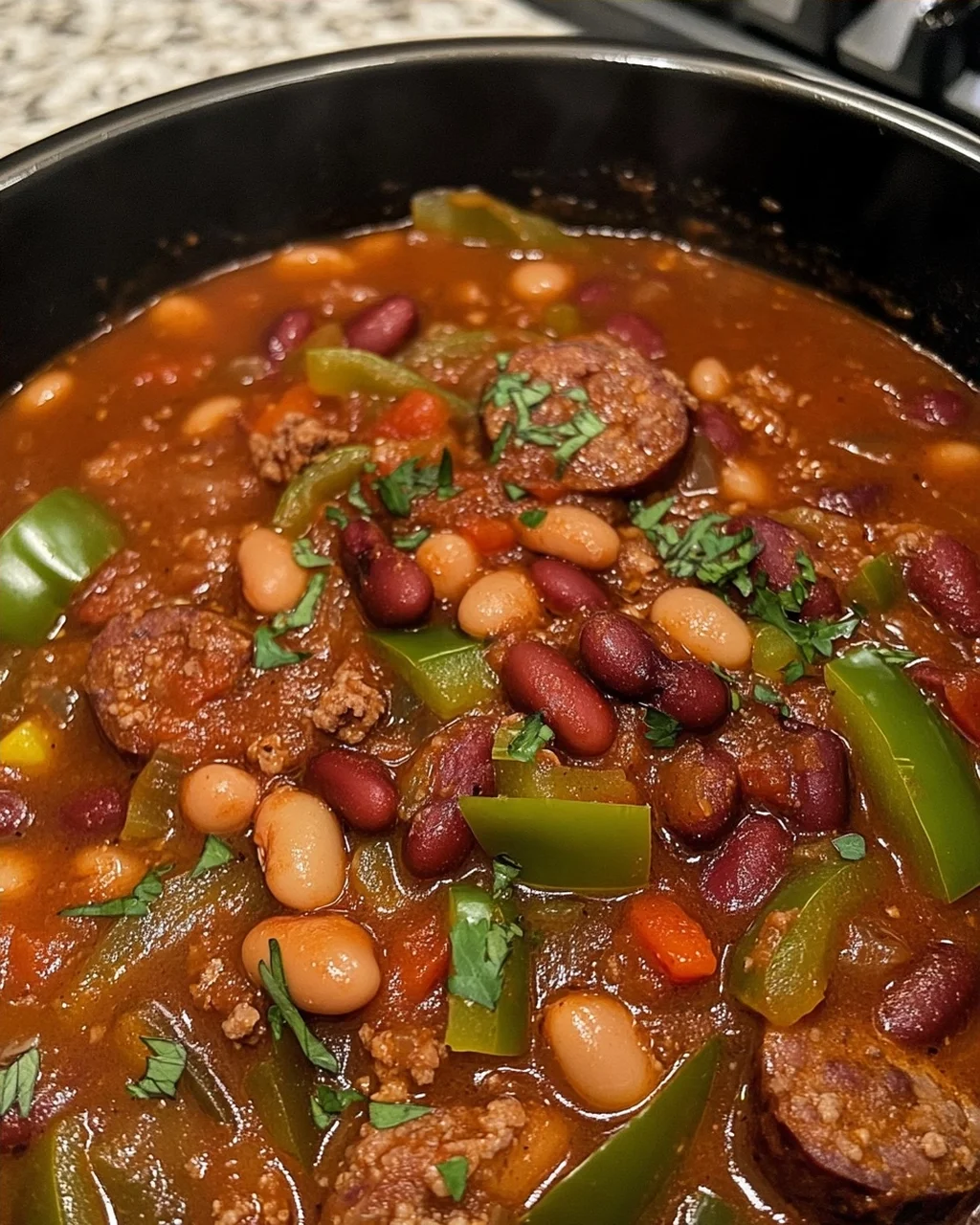 Slow Cooker Sausage and Bean Chili