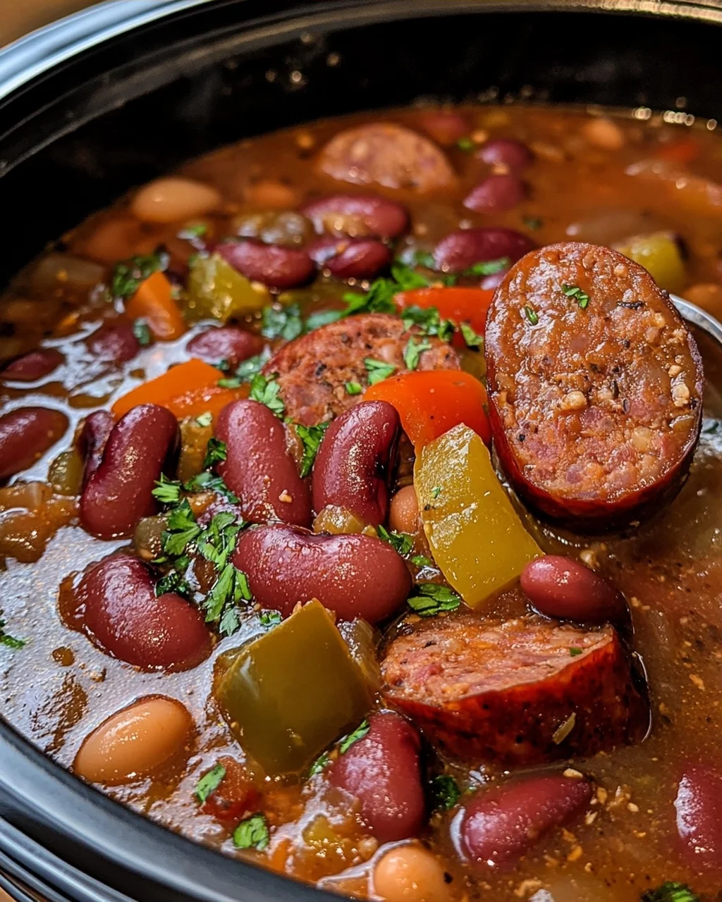 Slow Cooker Sausage and Bean Stew