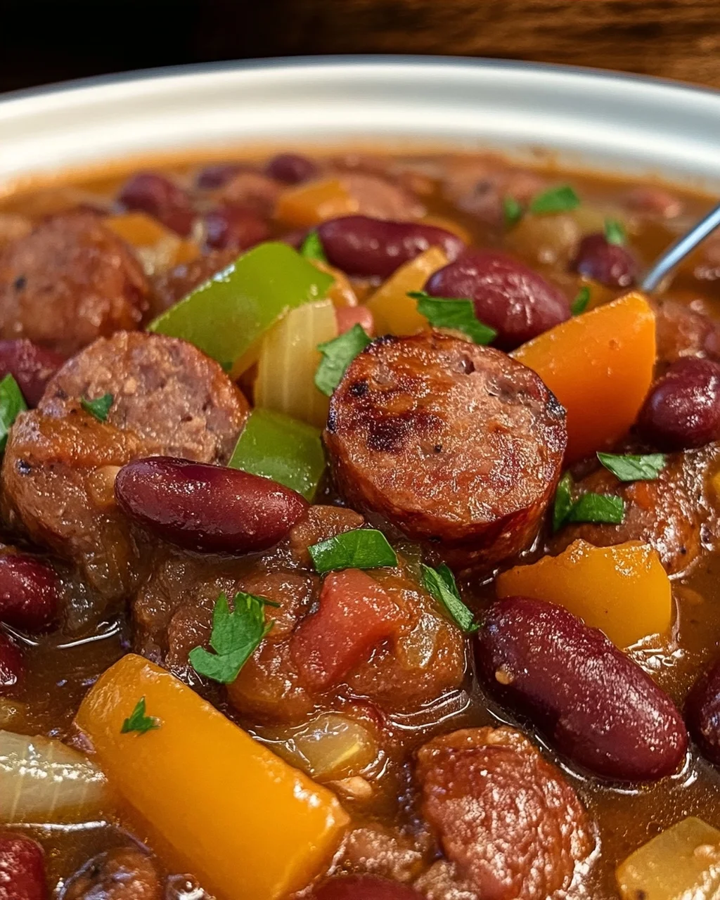 Slow Cooker Sausage and Bean Stew