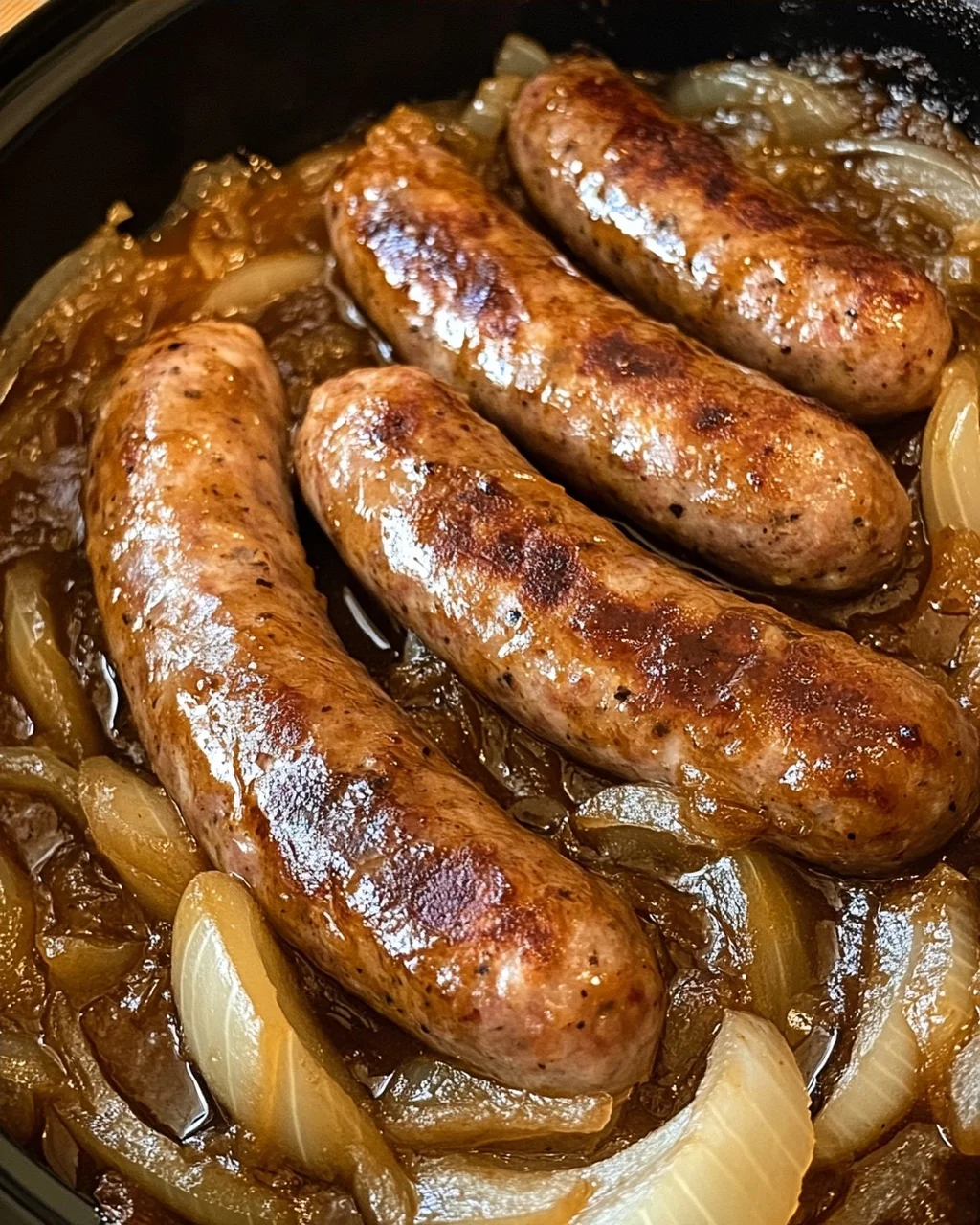 Slow Cooker Sausages with Onions