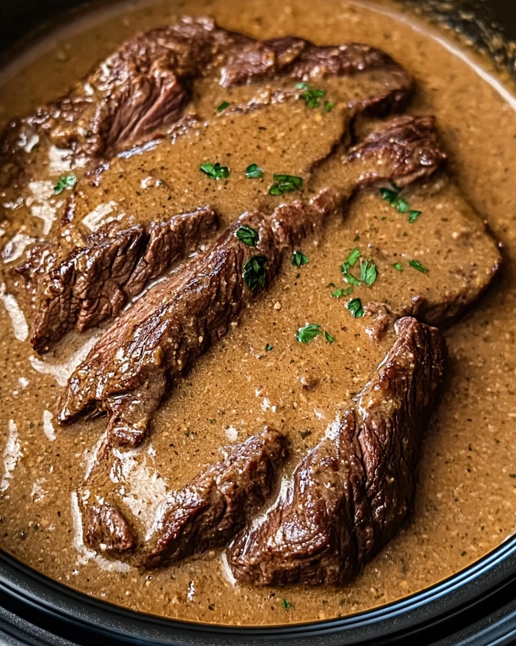 Slow Cooker Steak with Creamy Gravy