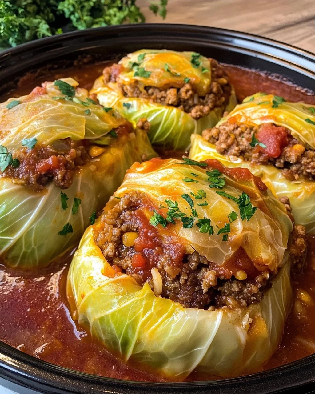 Slow Cooker Stuffed Cabbage Rolls