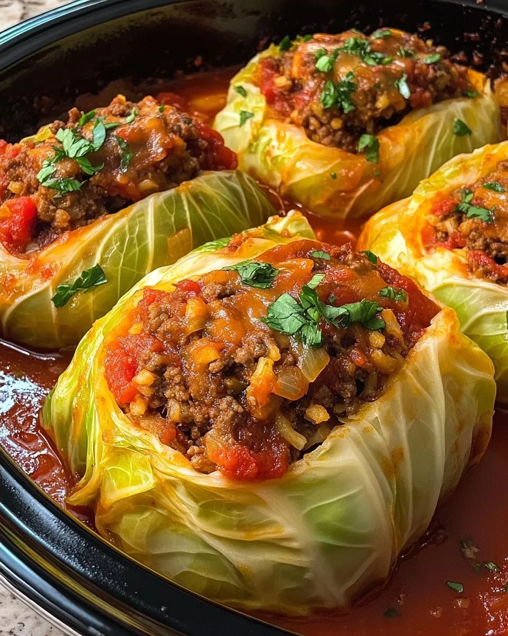 Slow Cooker Stuffed Cabbage Rolls