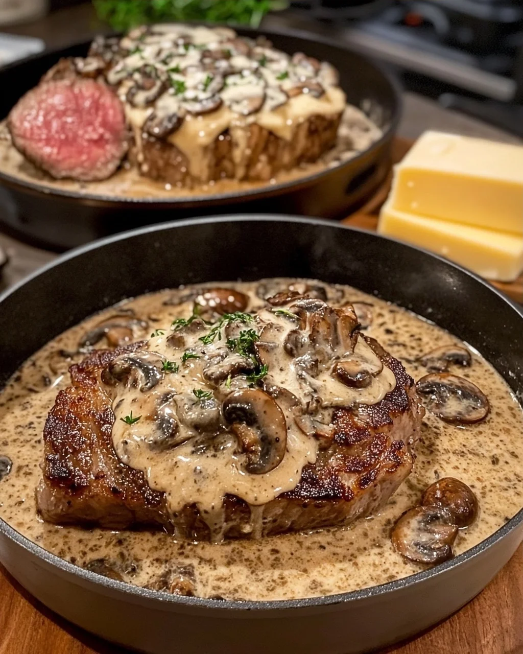 Steak with Mushroom Cream Sauce
