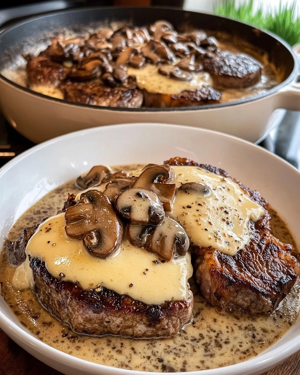 Steak with Mushroom Cream Sauce