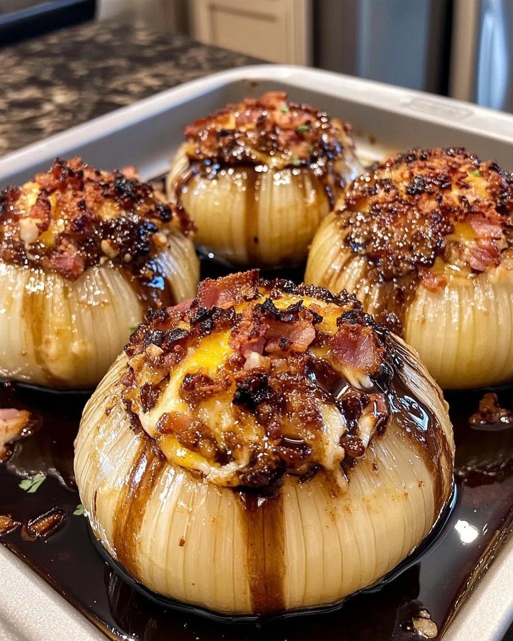 Stuffed Onions with Bacon and Cheese