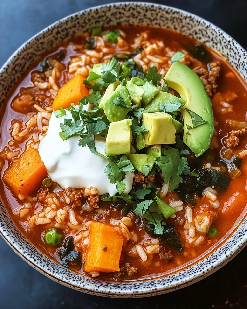 Taco Soup with Rice and Toppings
