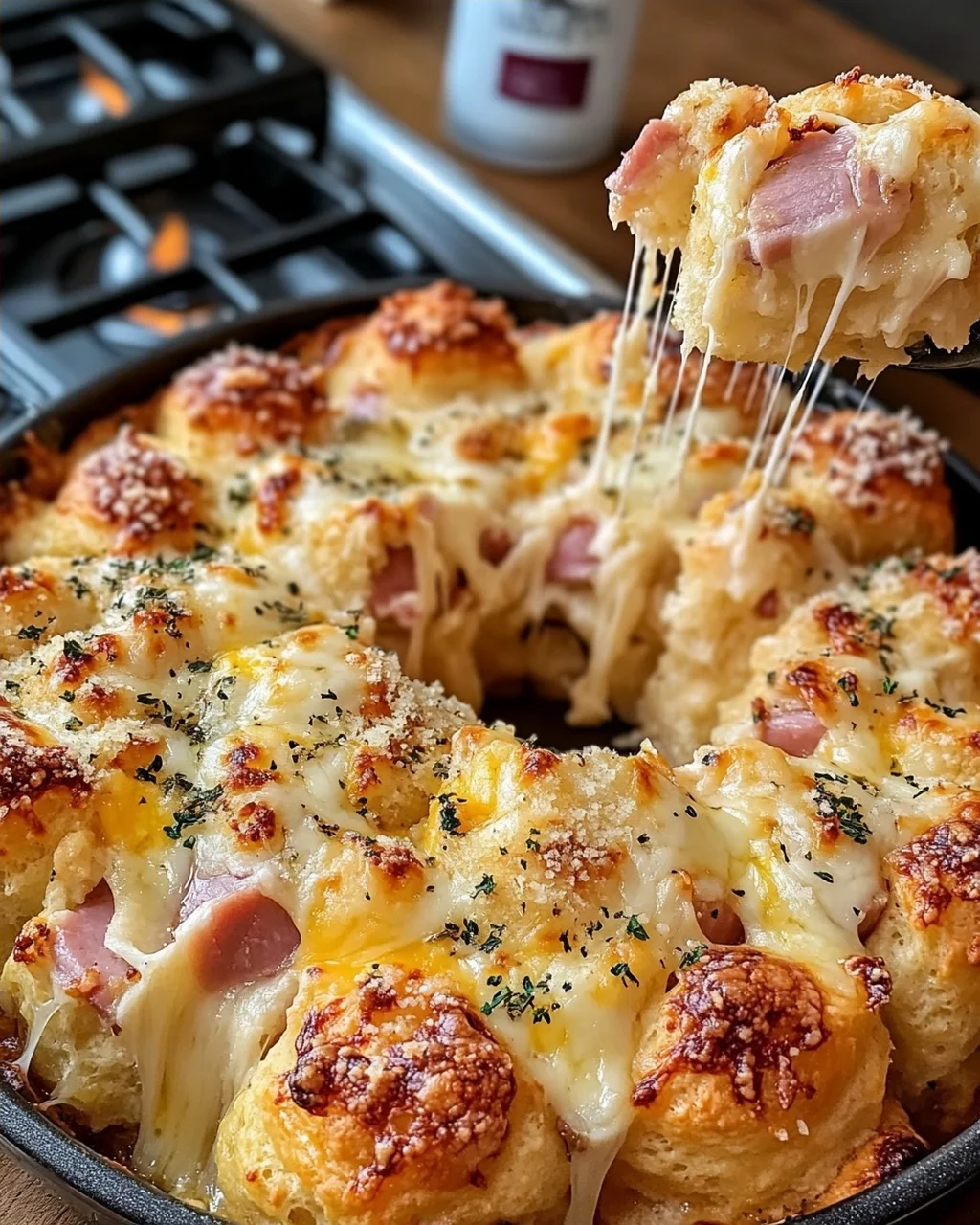 Ultimate Ham & Three-Cheese Pull-Apart Bake