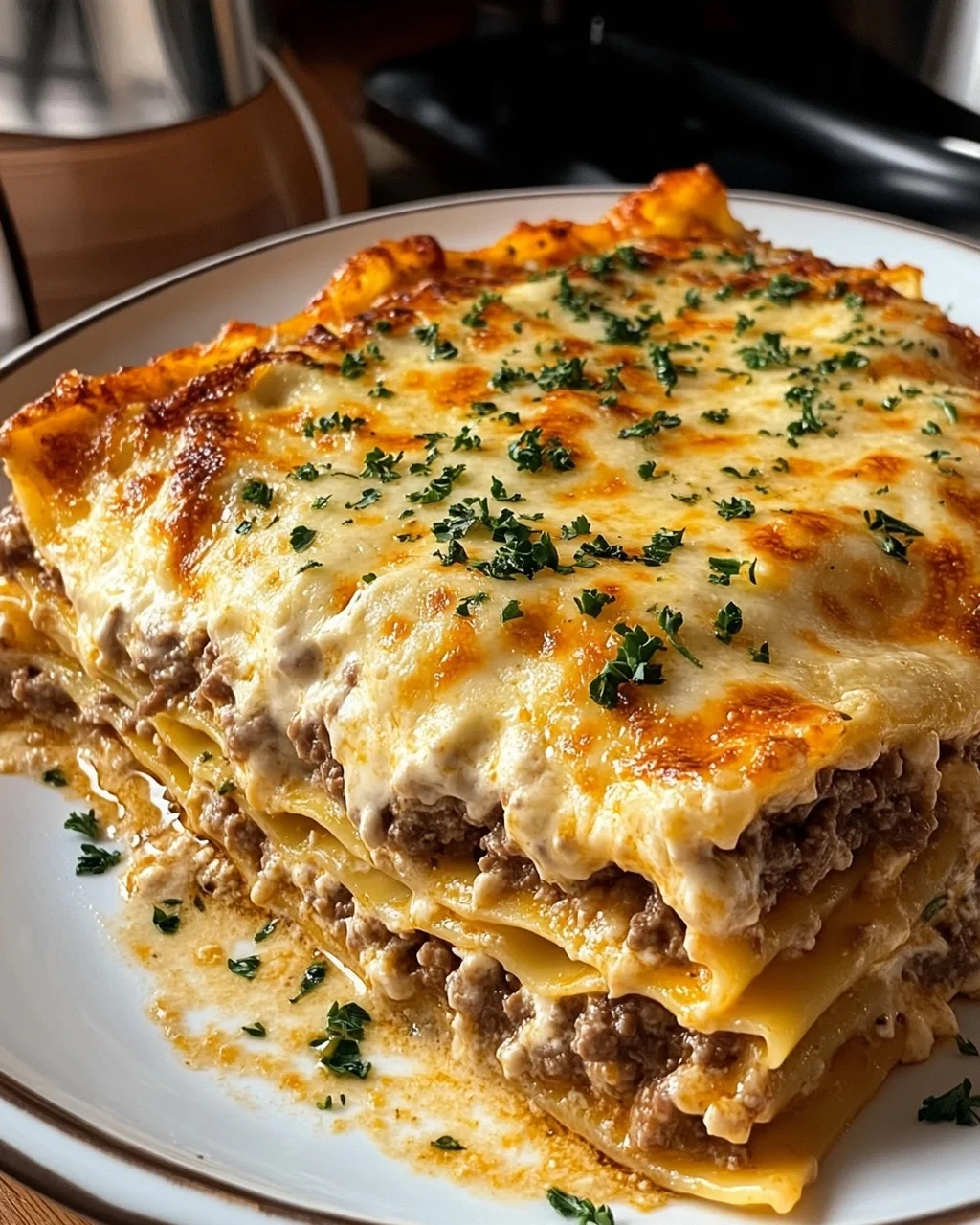 White Sauce Beef Lasagna